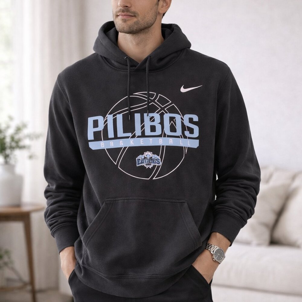 Nike Hoodie XL Black Pullover Basketball Graphic Sweatshirt Pilibos Eagles Mens